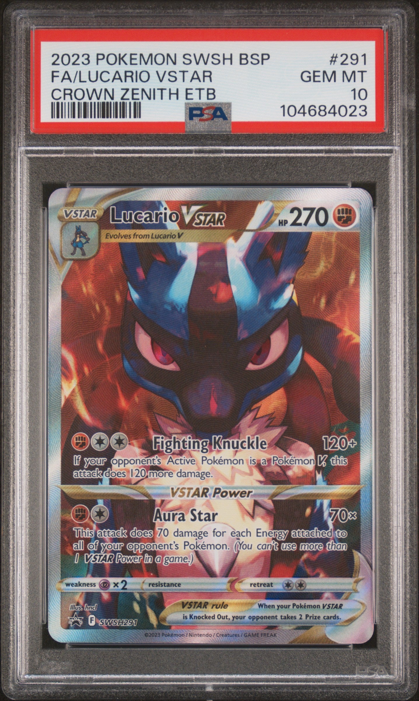 Lucario VStar #291 - Crown Zenith - PSA 10