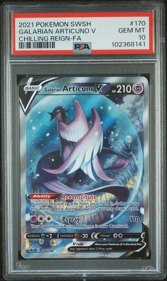 Galarian Articuno V #170 - Chilling Reign - PSA 10