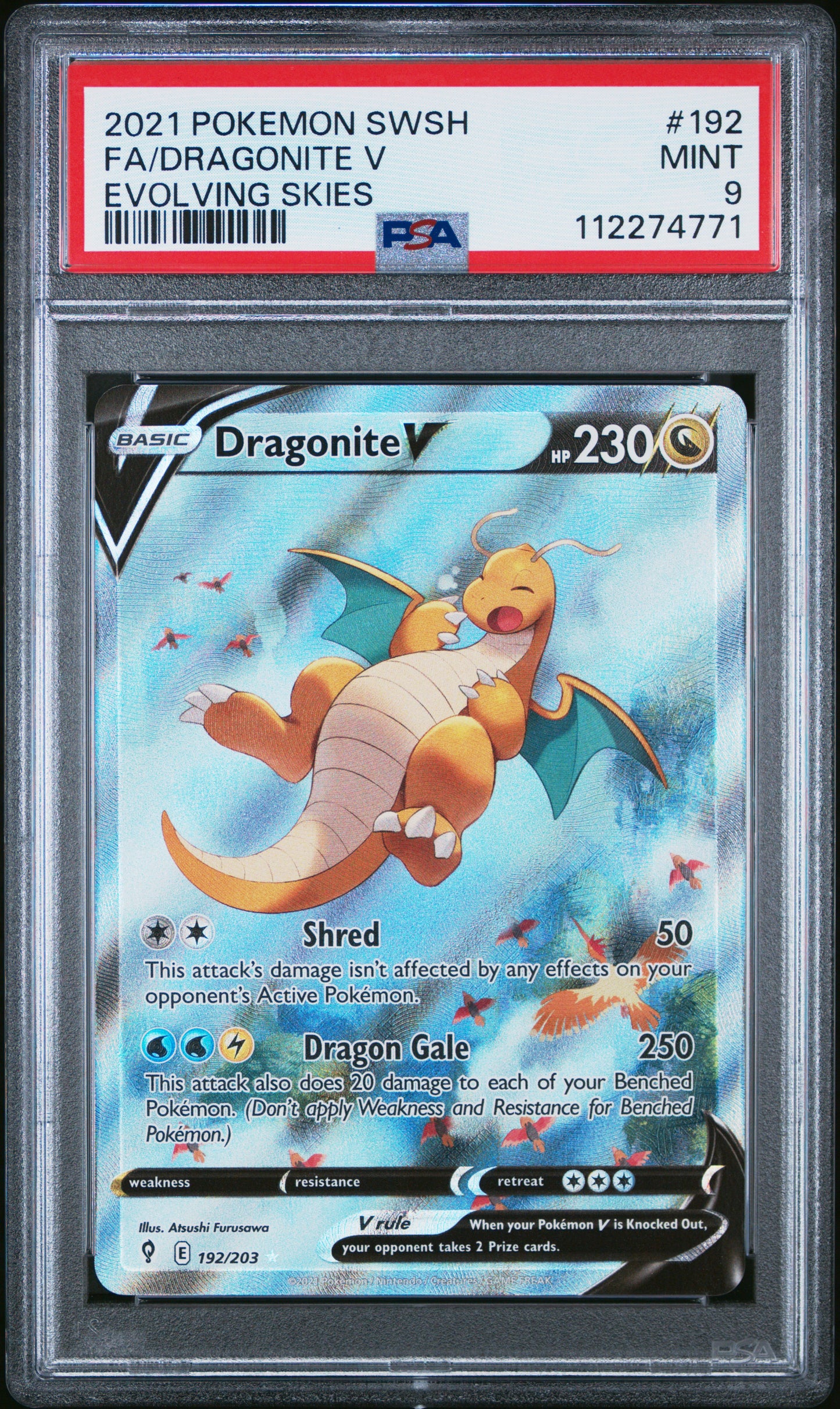 Dragonite V #192 - Evolving Skies - PSA 9