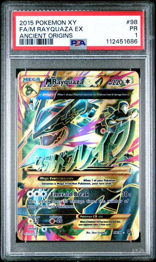 M Rayquaza EX #98 - Ancient Origins - PSA 1