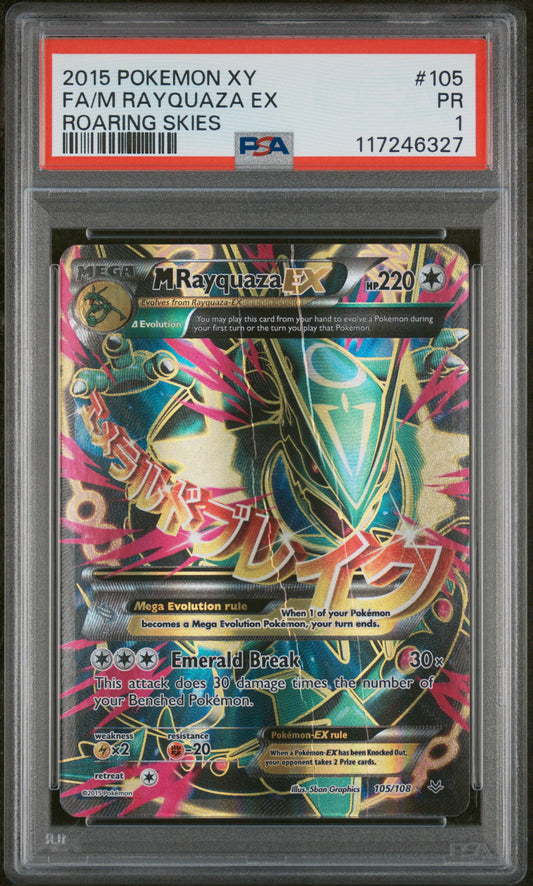 M Rayquaza EX #105 - Roaring Skies - PSA 1