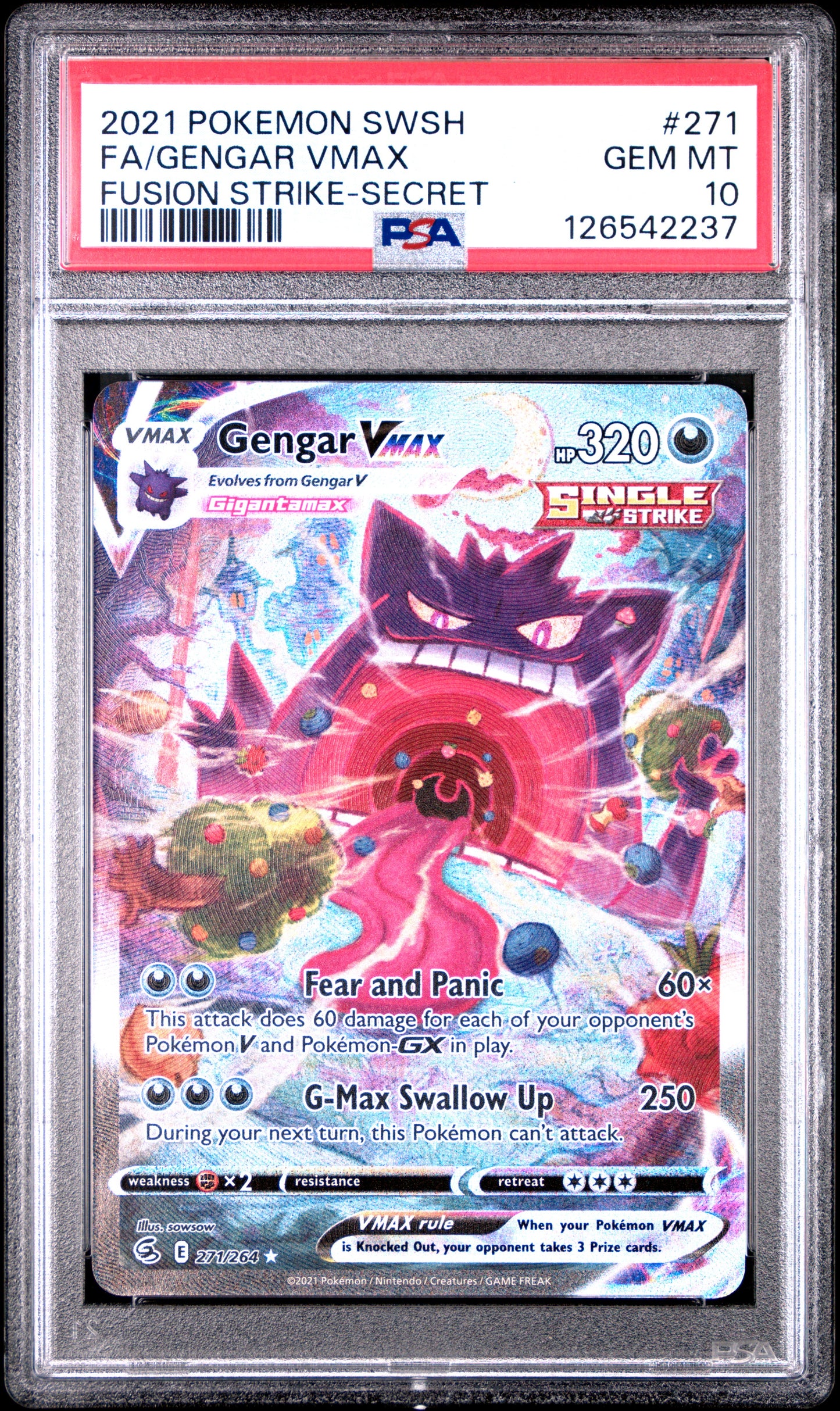 Gengar VMAX #271 - Fusion Strike - PSA 10