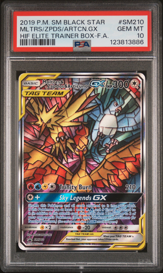 Moltres & Zapdos & Articuno GX #SM210 - Hidden Fates Promo - PSA 10