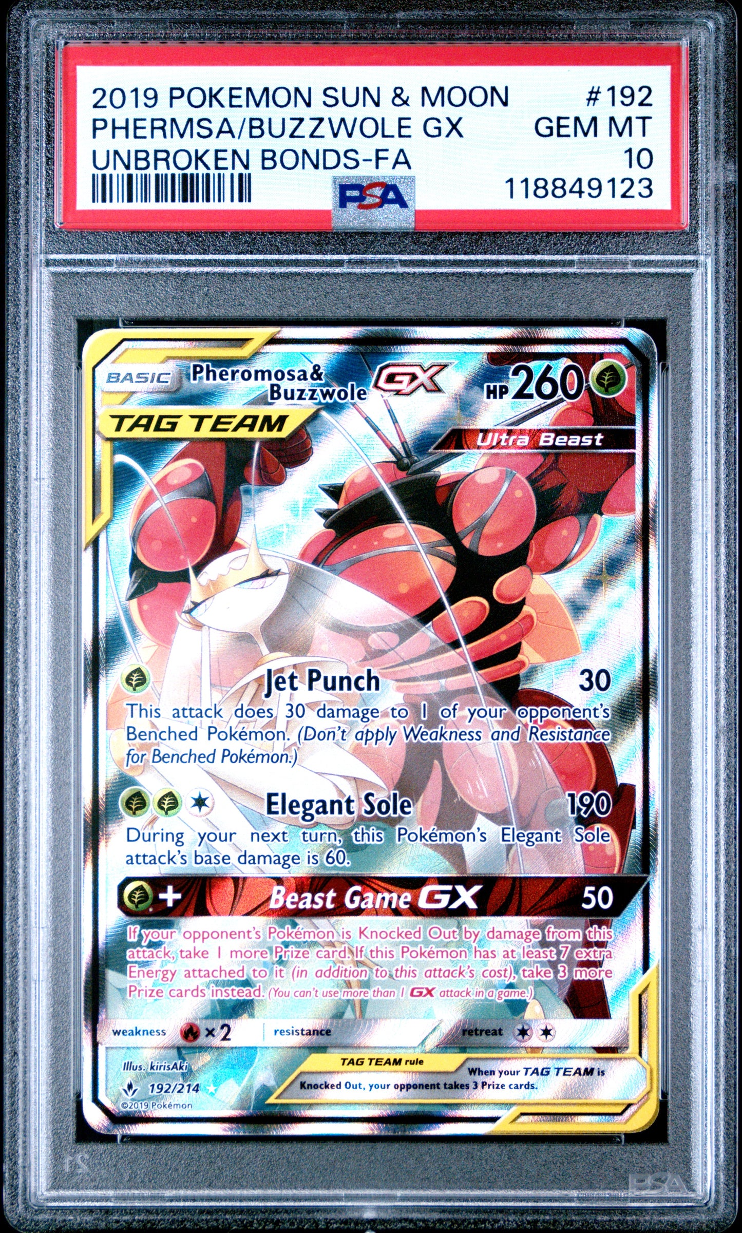 Phermosa & Buzzwole GX #192 - Unbroken Bonds - PSA 10