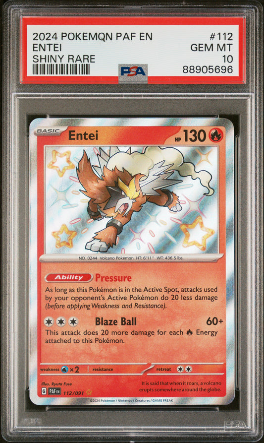 Entei #112 - Paldean Fates - PSA 10