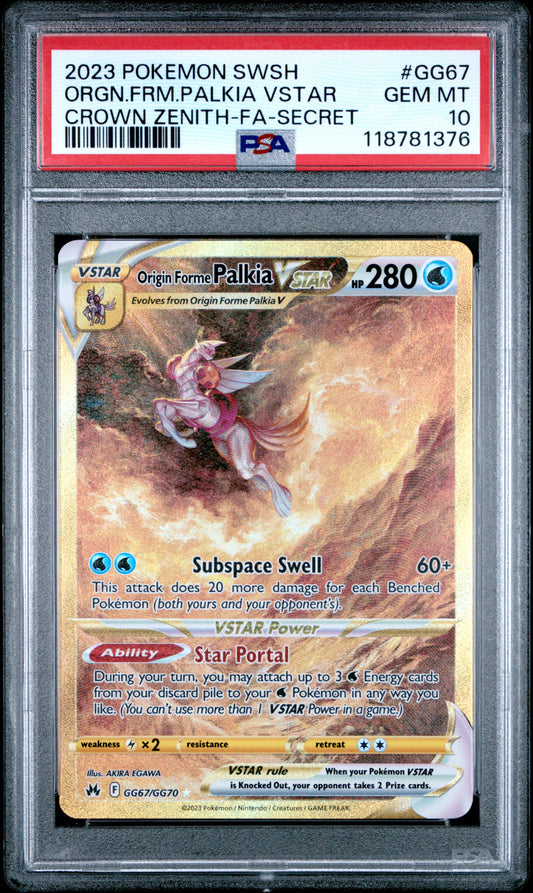Origin Forme Palkia Vstar #GG67 - Crown Zenith - PSA 10