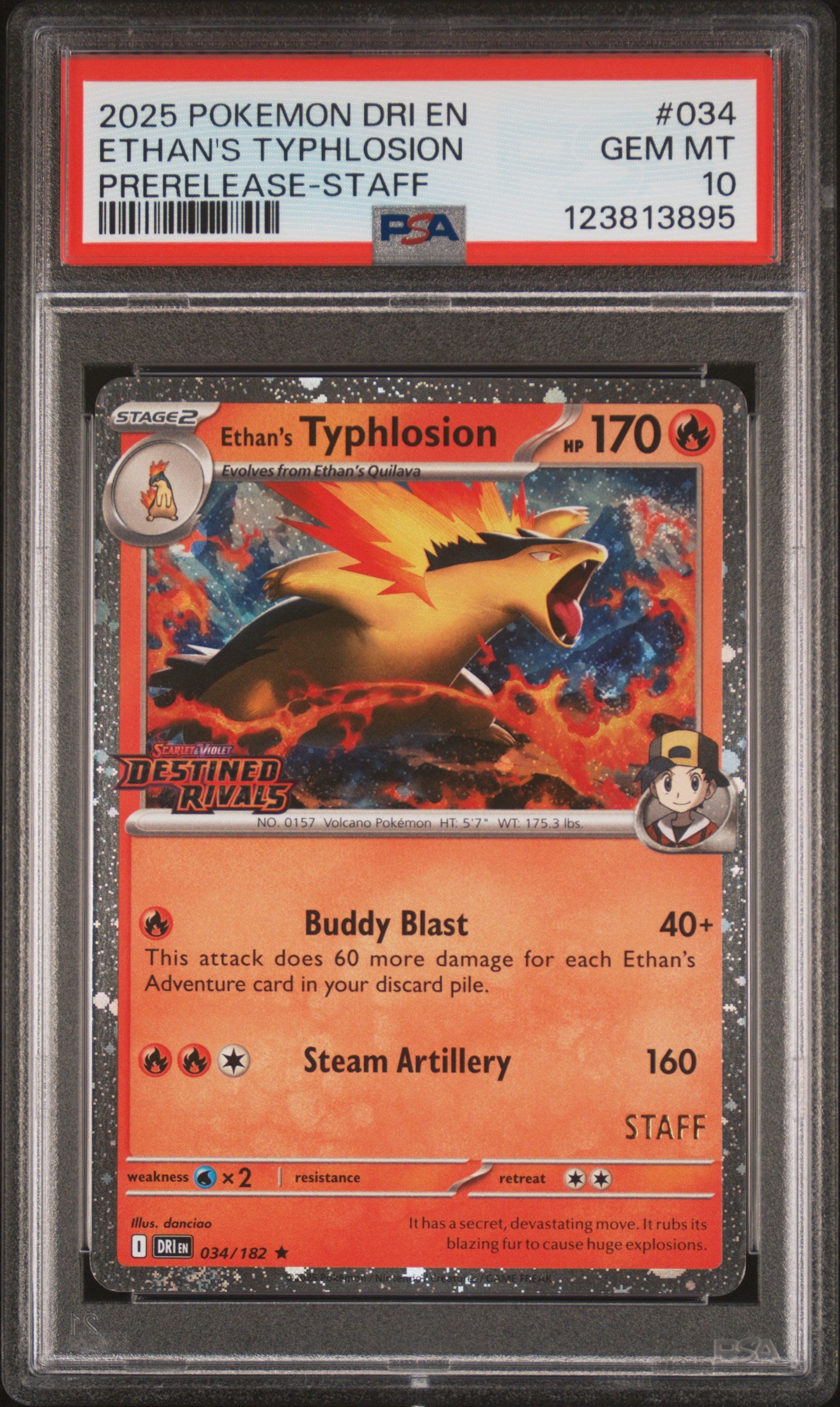 Ethan's Typhlosion STAFF #34 - Destined Rivals STAFF PROMO - PSA 10