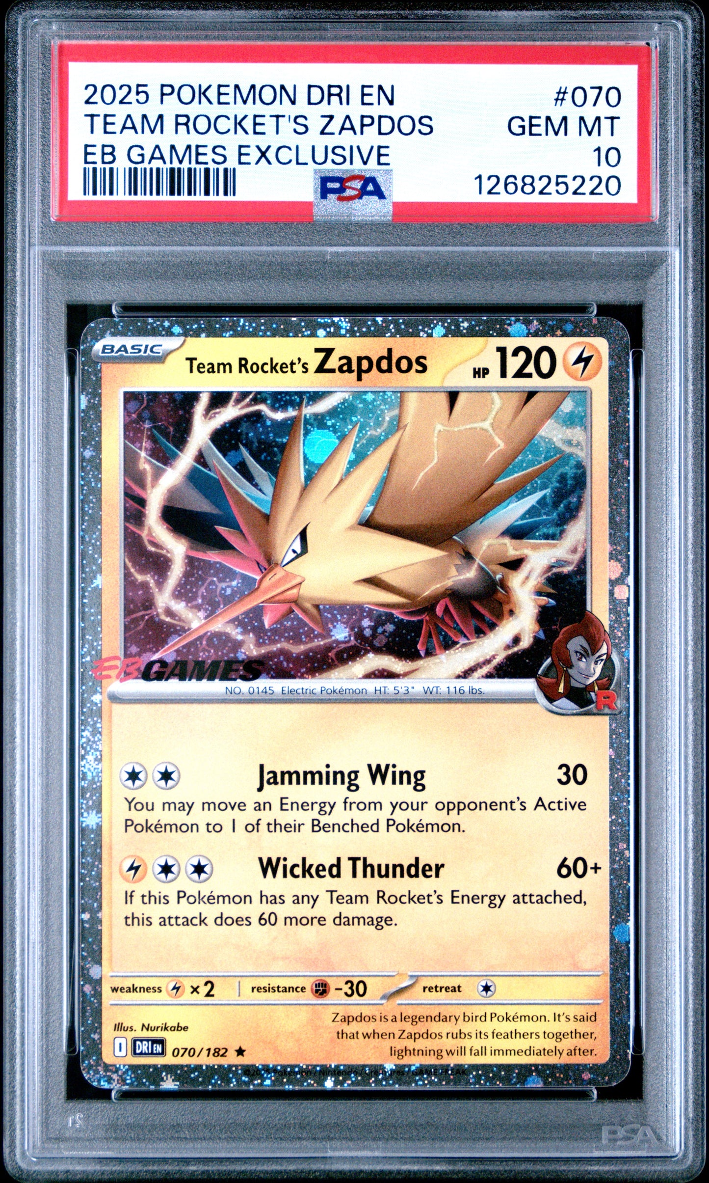 Team Rocket's Zapdos #70 - Destined Rivals - EB GAMES Promo - PSA 10