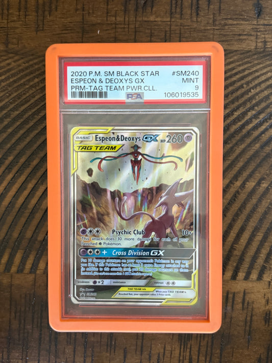 Espeon & Deoxys GX #SM240 - Tag Team - PSA 9