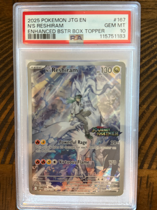 N's Reshiram #167 - Enhanced Booster Box Topper - PSA 10