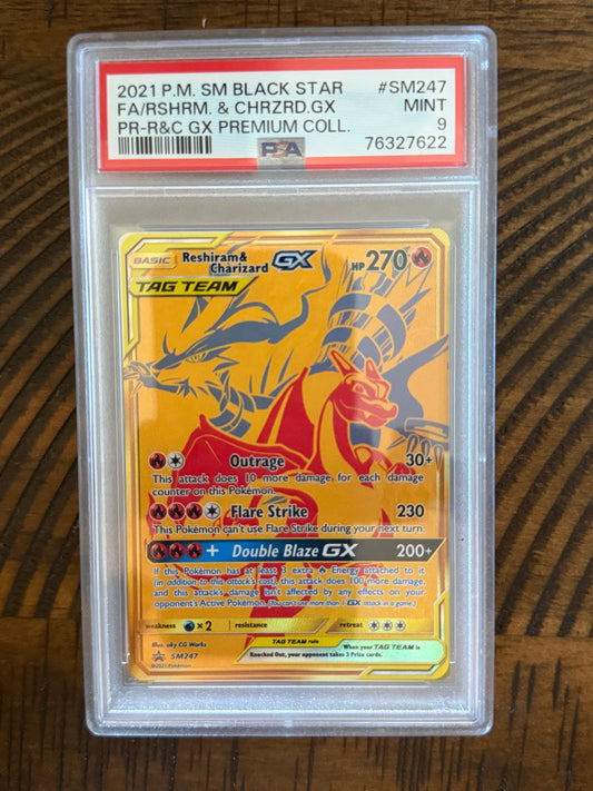 Reshiram & Charizard GX #SM247 - Premium Collection - PSA 9