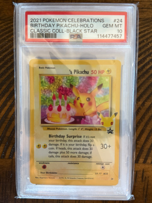 Birthday Pikachu #24 - Celebrations Classic Collection - PSA 10