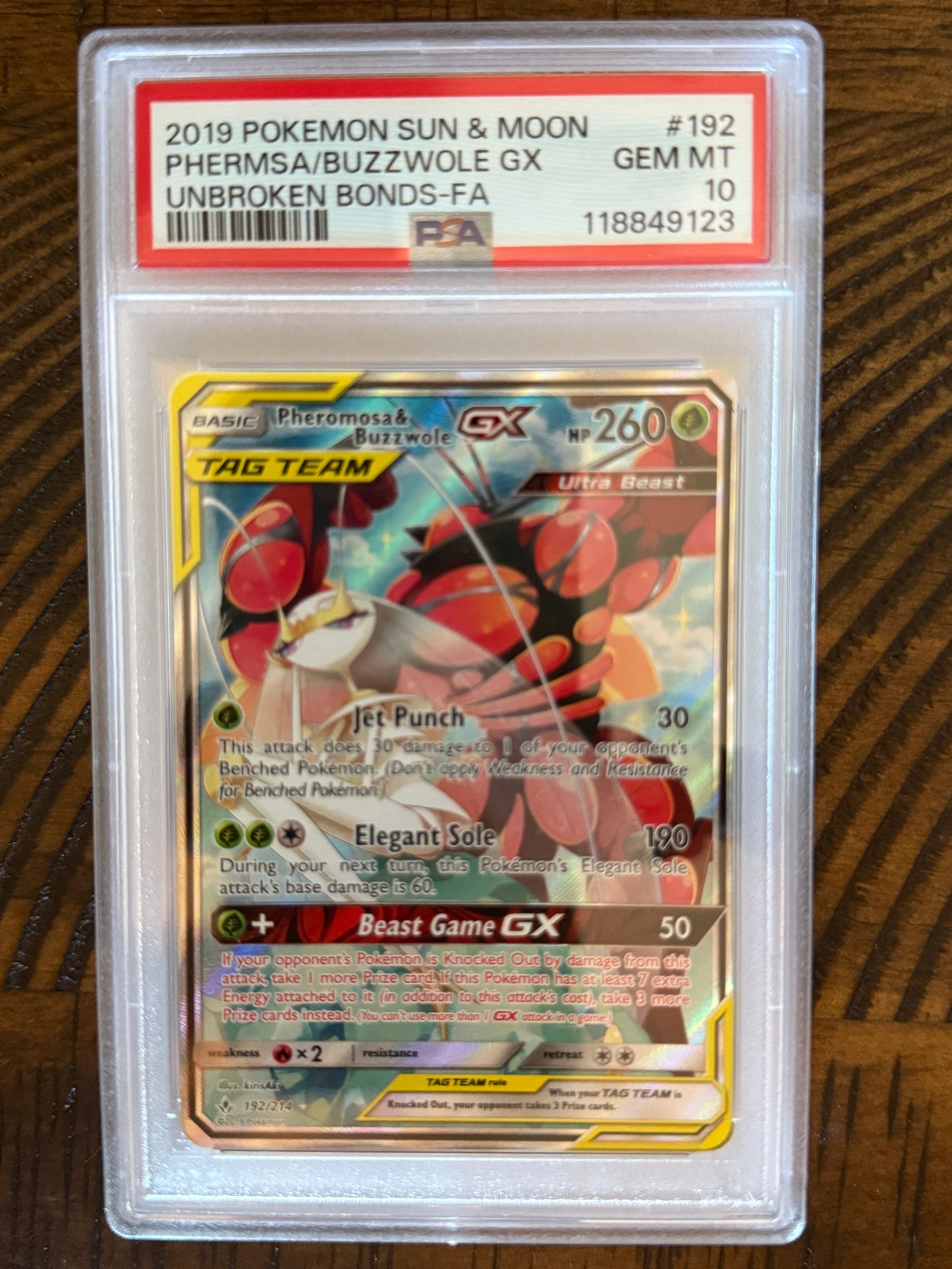 Pheromosa & Buzzwole GX #192 - Unbroken Bonds - PSA 10