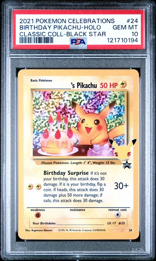 Birthday Pikachu #24 - Celebrations - PSA 10