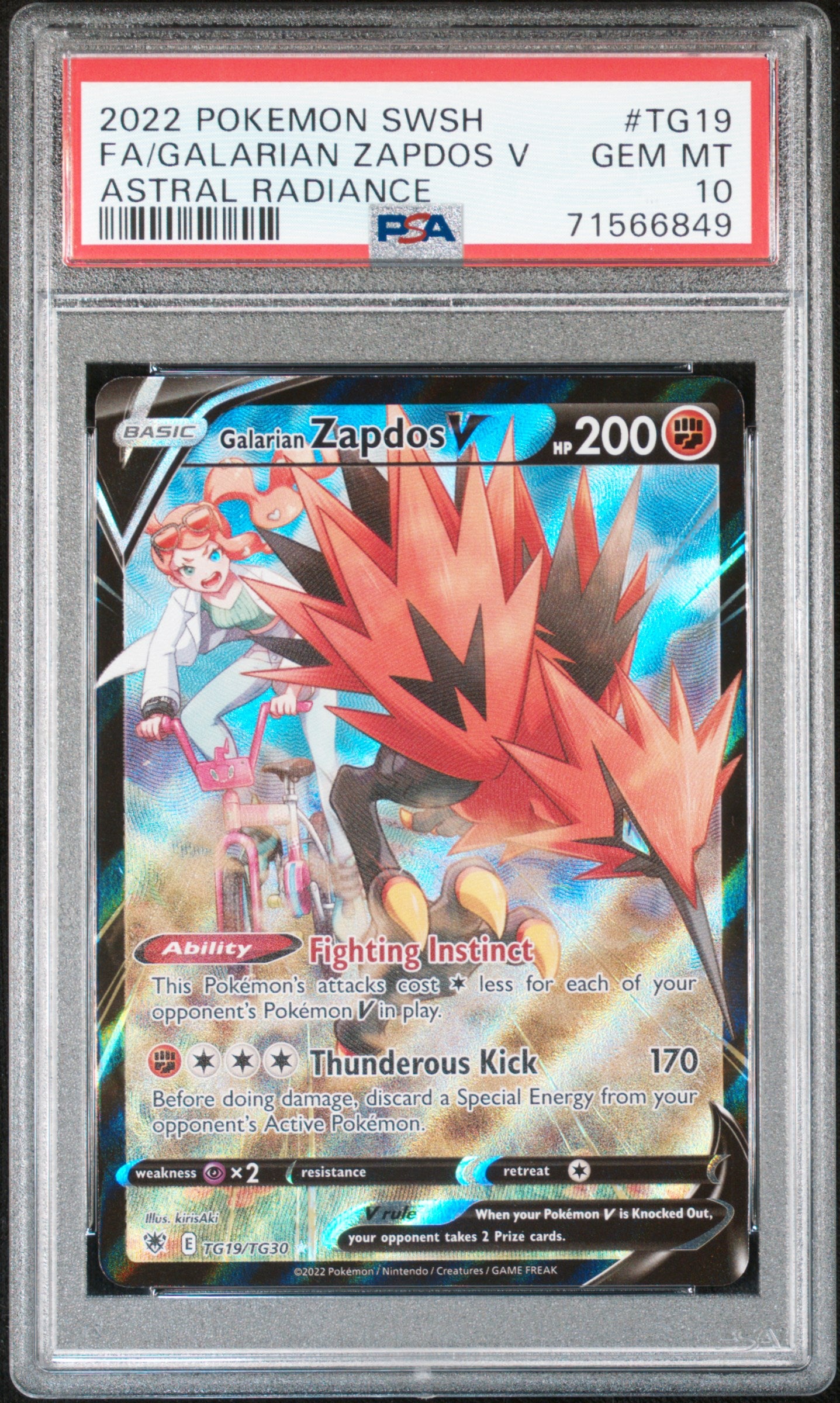 Galarian Zapdos V #TG19 - Astral Radiance - PSA 10