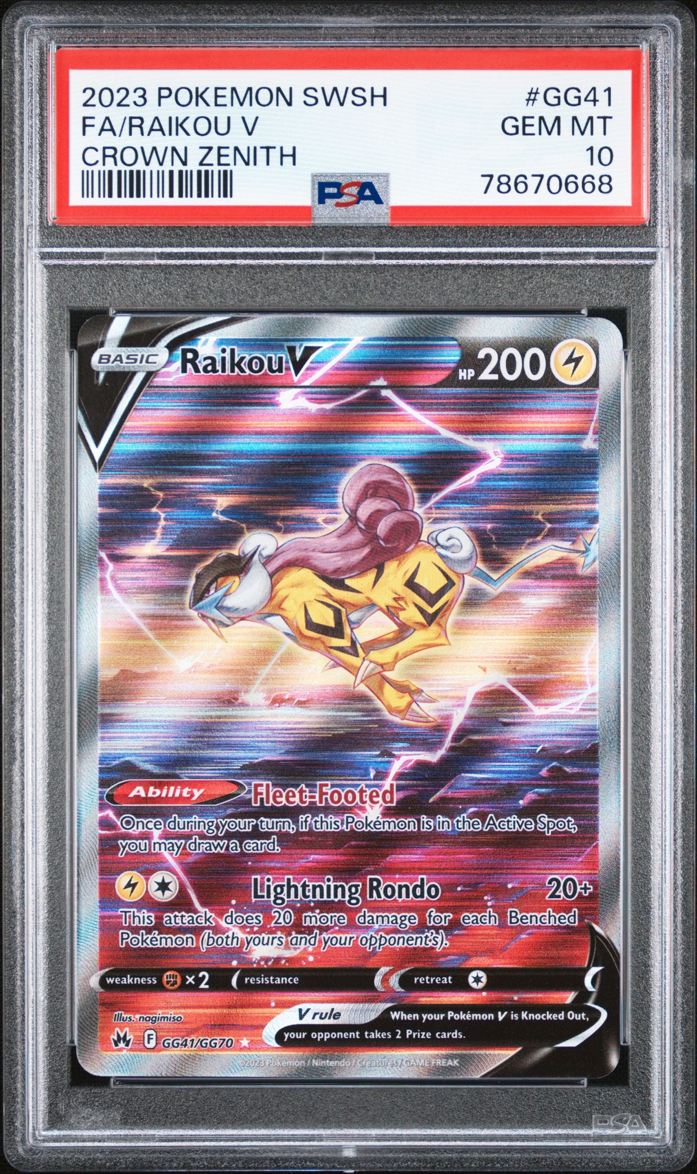 Raikou V  #GG56 -  Crown Zenith - PSA 10
