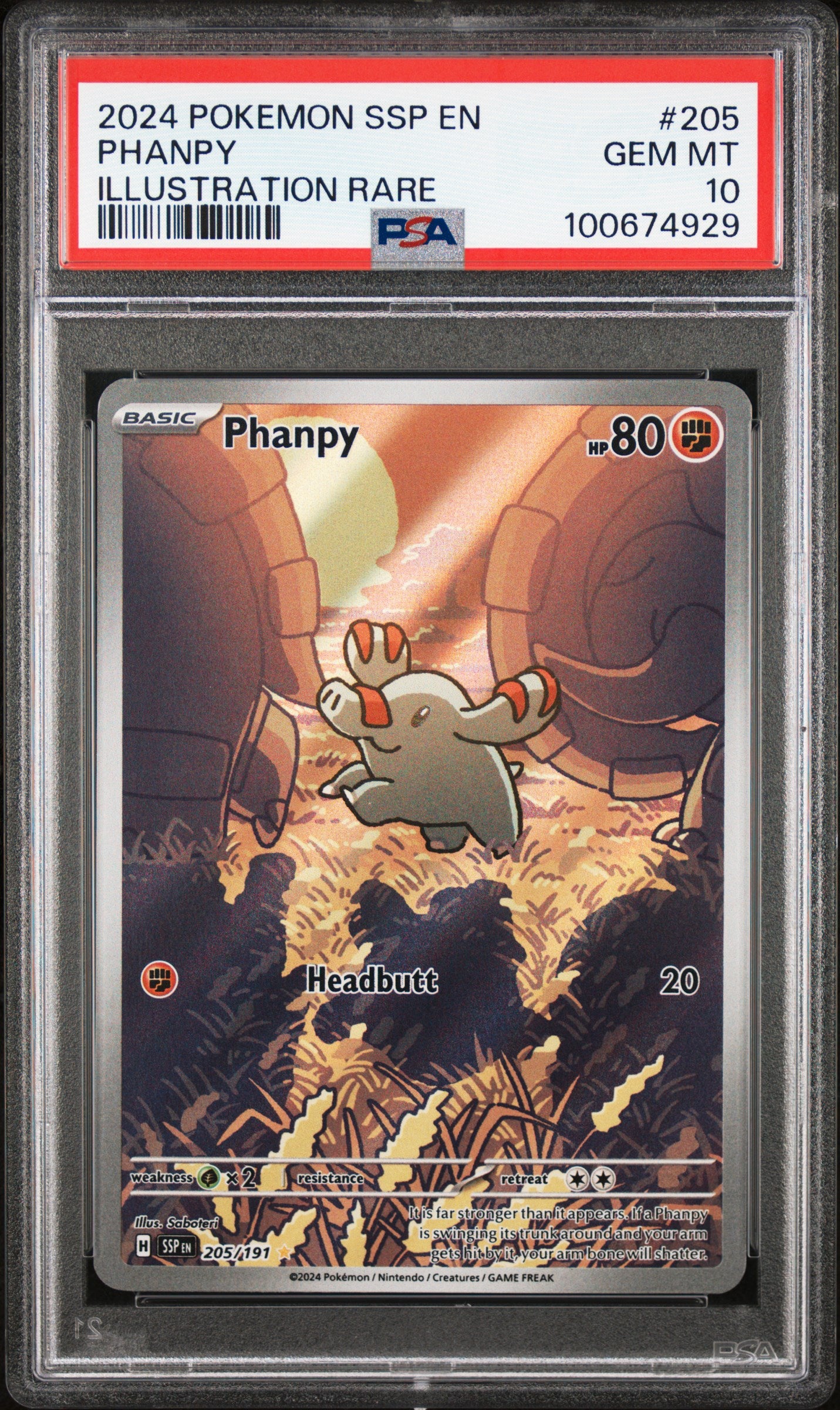 Phanpy #205 - Surging Sparks - PSA 10