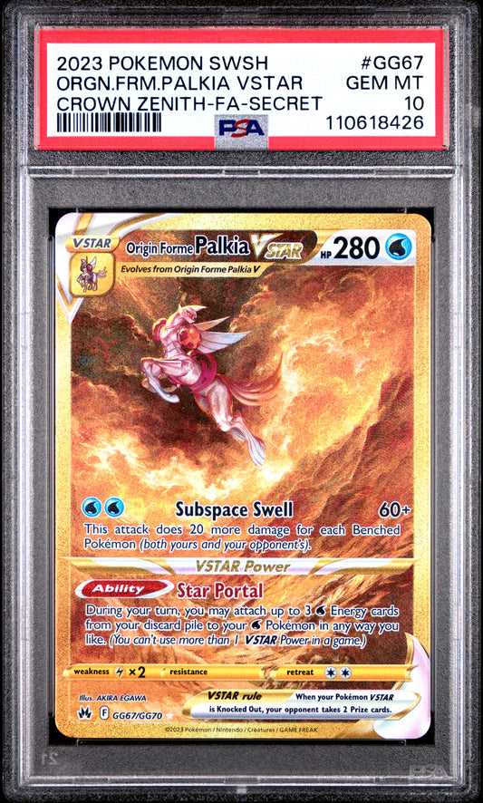 Origin Forme Palkia Vstar #GG67 - Crown Zenith - PSA 10
