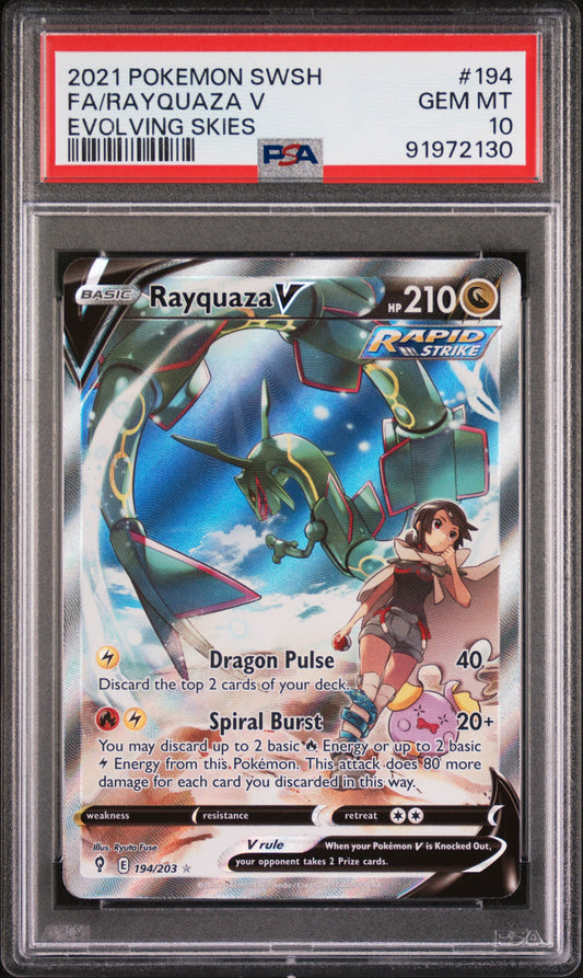 Rayquaza V #194 - Evolving Skies - PSA 10