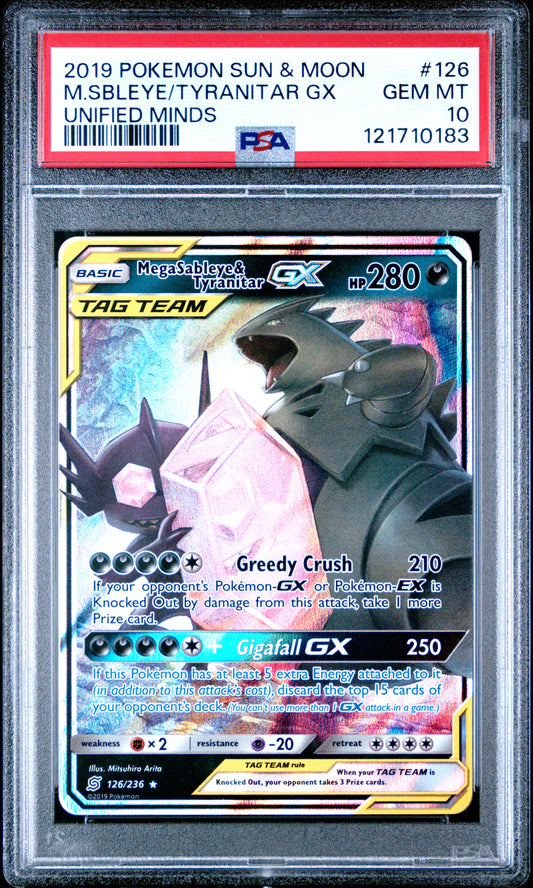 Mega Sableye & Tyranitar GX #126 - Unified Minds - PSA 10