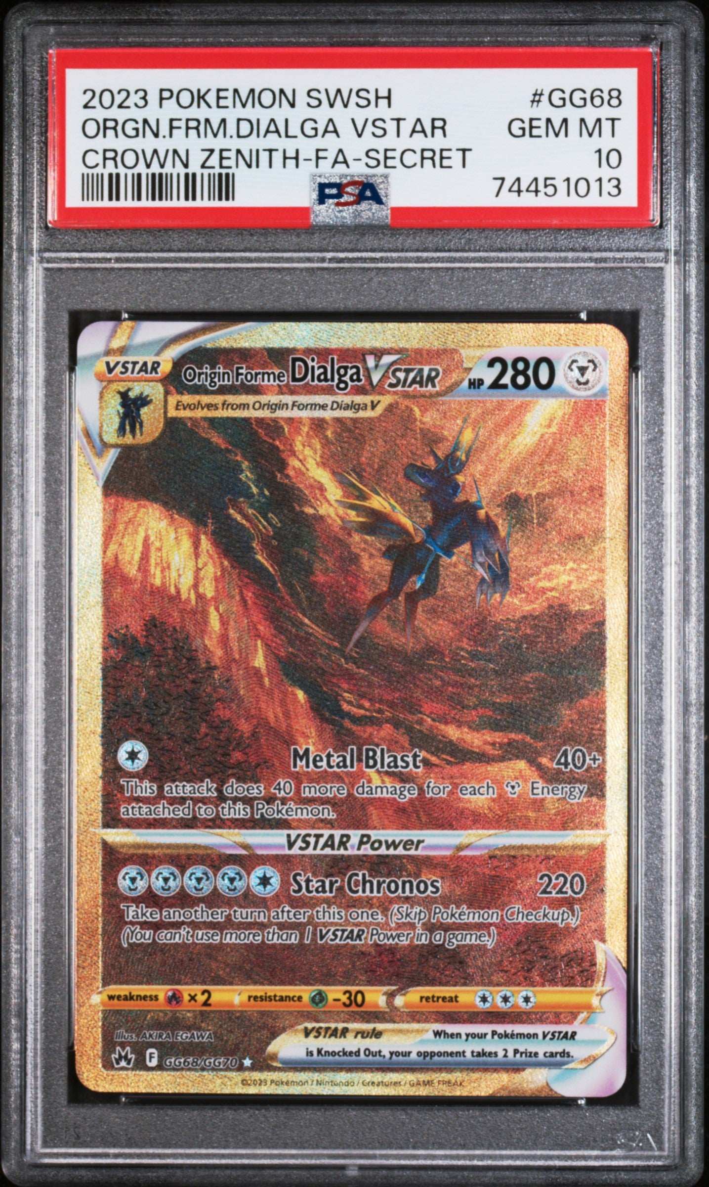 Origin Forme Dialga Vstar #GG68 - Crown Zenith - PSA 10